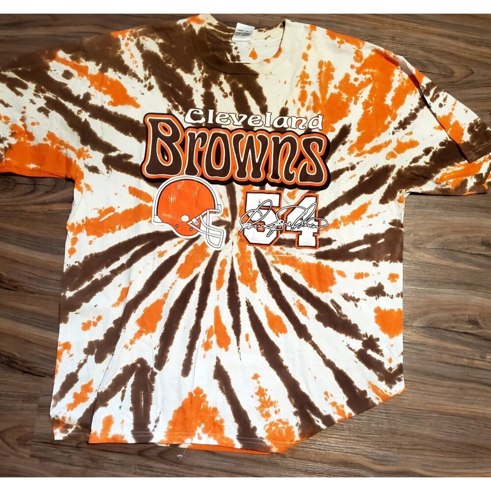 Vintage XL Cleveland Browns 1999 Chris Spielman #54 Tie Die Signature Shirt Miro